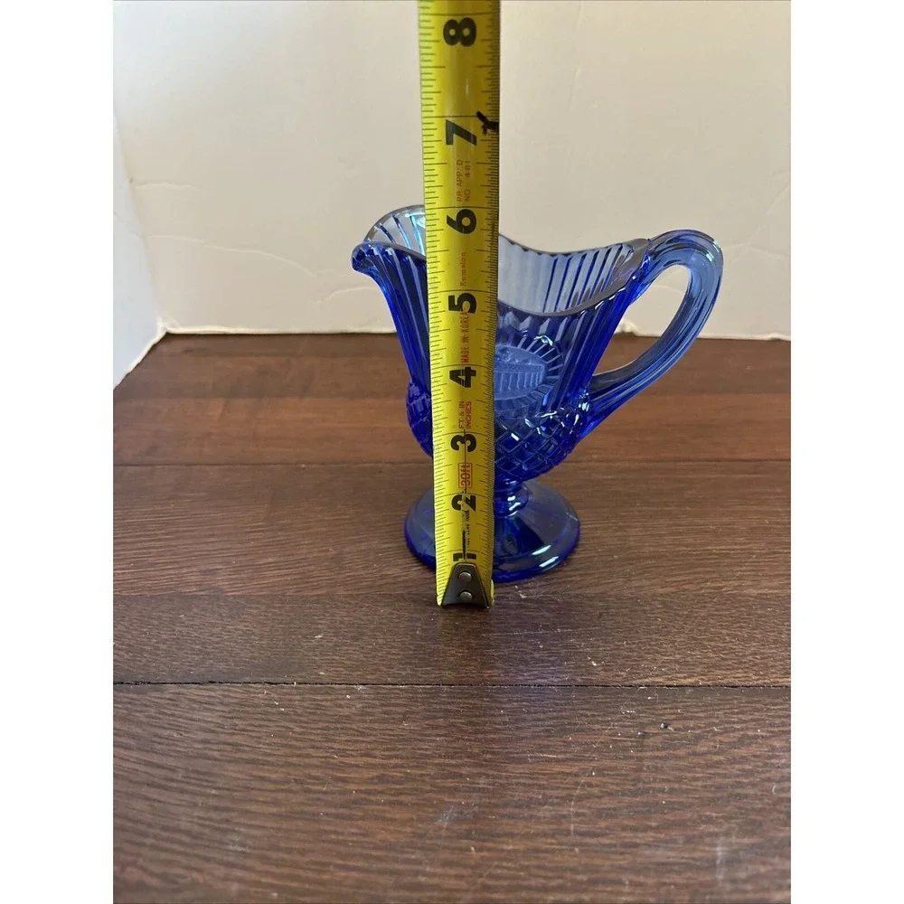 Vintage AVON Cobalt Blue Small Glass Pitcher Old Mount Vernon‎ Fridgescaping